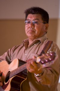 Everett Kakfwi playing his guitar.