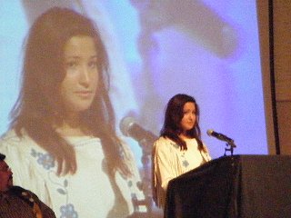 Valedictorian Erin Linklater continuing her speech.
