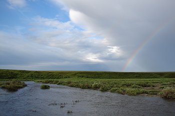 The rain passing by on a beautiful day.