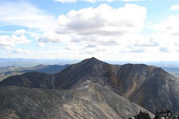 The mountain looks like an H.