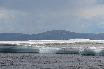 A little water fall off the ice.