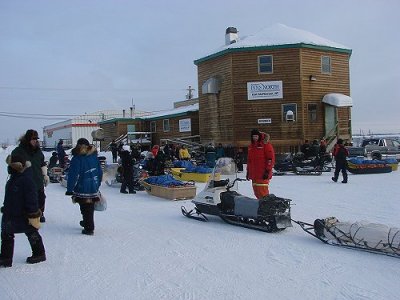 Travelers making last minute preporations to leave to Old Crow.