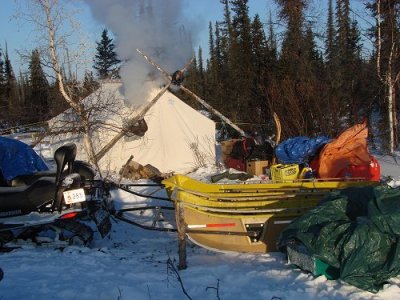 Finished setting up camp for the night.