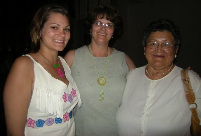 Delaney Prysnuk with her mother, Penny and Elder, Agnes Mills.